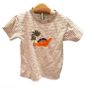 Brown Striped Dinosaur Tee for Kids